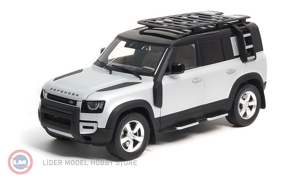 1:18 2020 Land Rover Defender 110 Roof Pack Satin Indus Silver