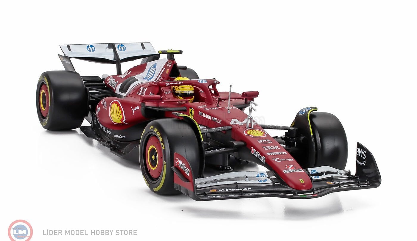 1:18 Burago FERRARI WITH SHOWCASE Formula 1 SF-25 TEAM SCUDERIA FERRARI HP NO 44 SEASON 2025 LEWIS HAMILTON