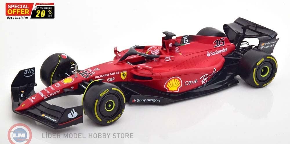 1:18 Burago 2022 Ferrari F1-75 #16 SCUDERIA CHARLES LECLERC Formula 1