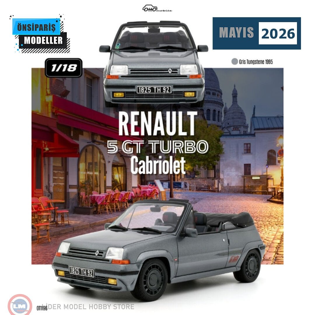 1:18 Otto 1995 Renault 5 GT Turbo Cabriolet Gris Tungstene