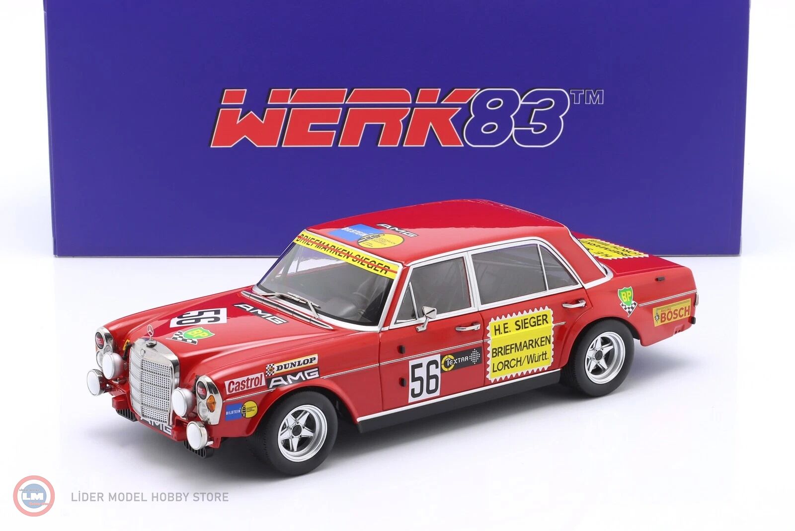1:18 WERK83 1972 Mercedes Benz 300 SEL 6.8 AMG #56 200 Miles Nuremberg
