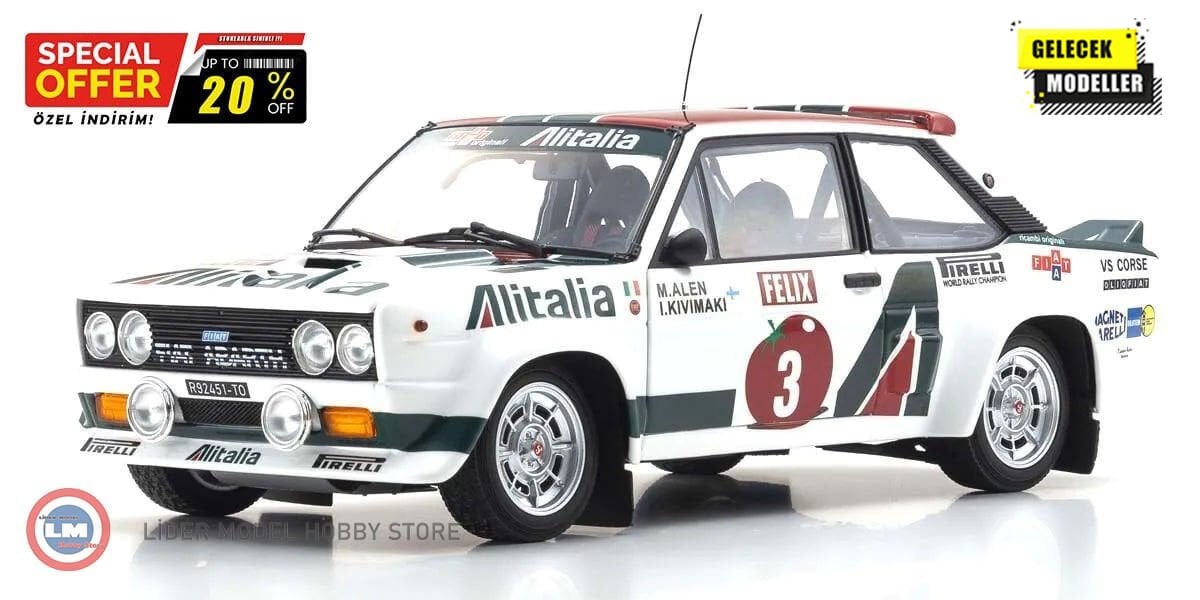 1:18 Kyosho 1978 Fiat 131 Abarth Rallye 1000 Lakes Alen Kivimaki