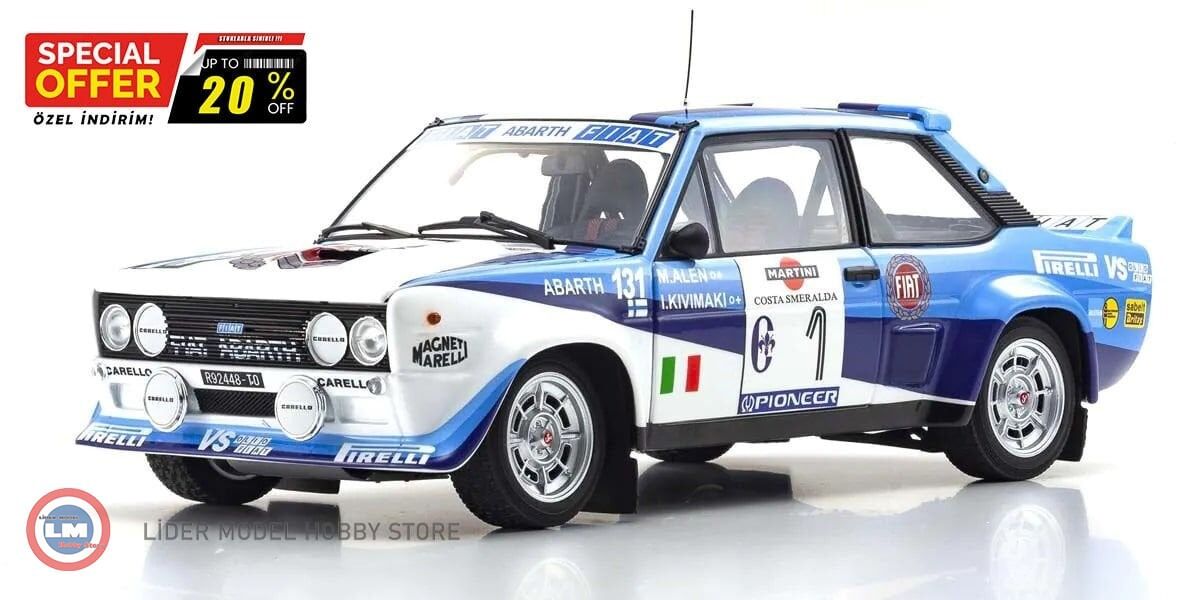 1:18 Kyosho 1978 Fiat 131 Abarth #1 Rallye Costa Smeralda Alen Kivimaki