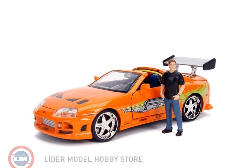 1:24 Jada 1995 Toyota Supra Fast and Furious, orange & Brian figure
