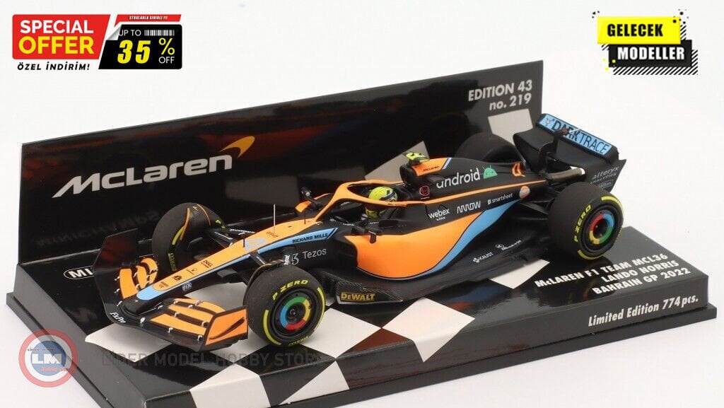 1:43 Minichamps  2022 Mclaren F1 TEAM MCL36 LANDO NORRIS Formula 1