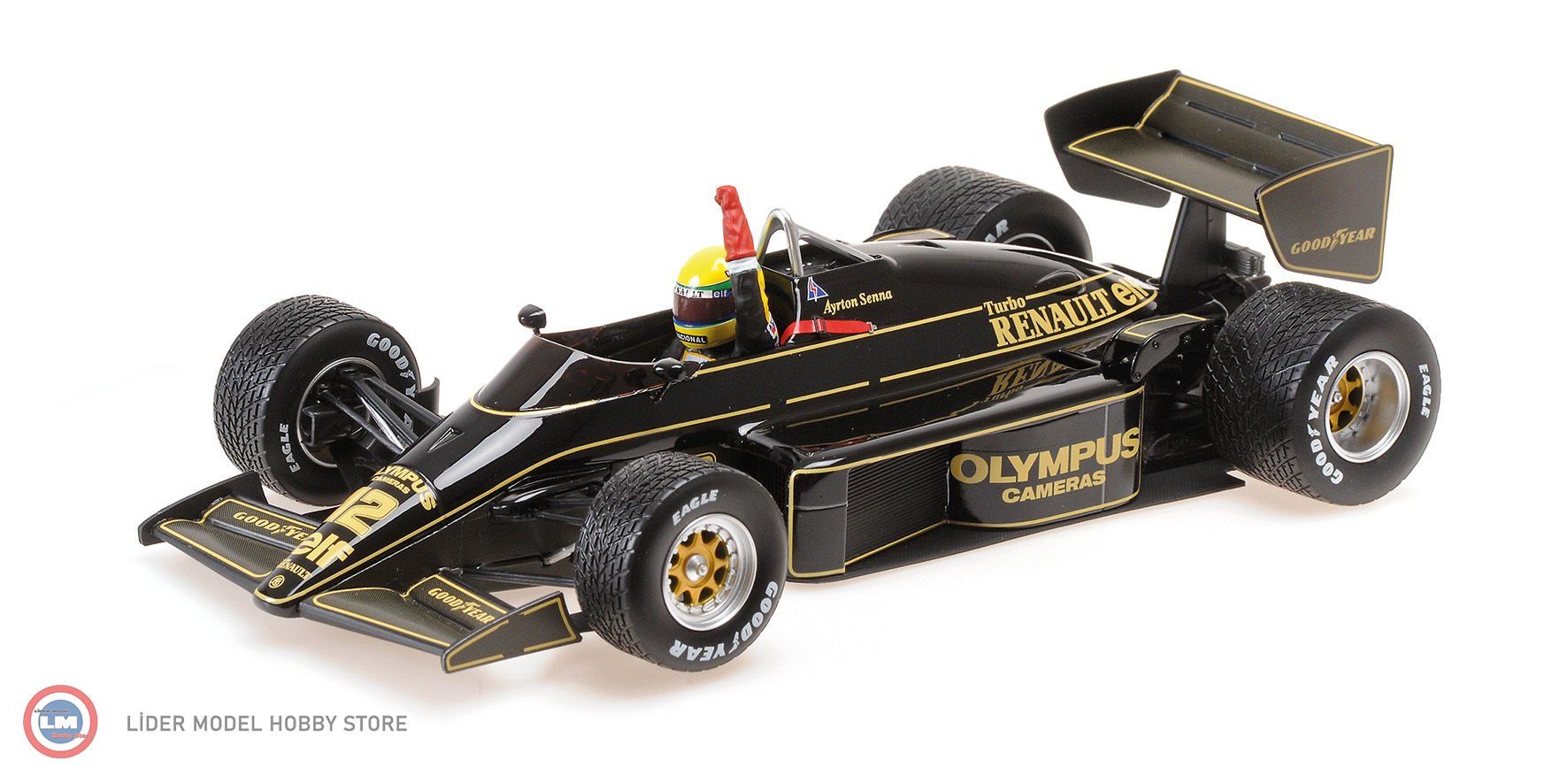 1:18 1985 Lotus F1 97T Renault Turbo Team Lotus #12 Winner Portugal GP Dirty Verion Ayrton Senna