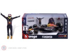 1:24 Burago 2023 Red Bull RB19 #1 MAX VERSTAPPEN - WORLD CHAMPION VERSION ve Altın Ayakkabılı Figür
