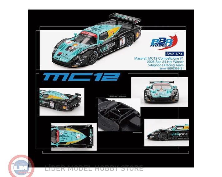 1:64 BBR 2008 Maserati MC12 Competizione #1 Vitaphone Racing Team Spa 24 Hrs. Winner