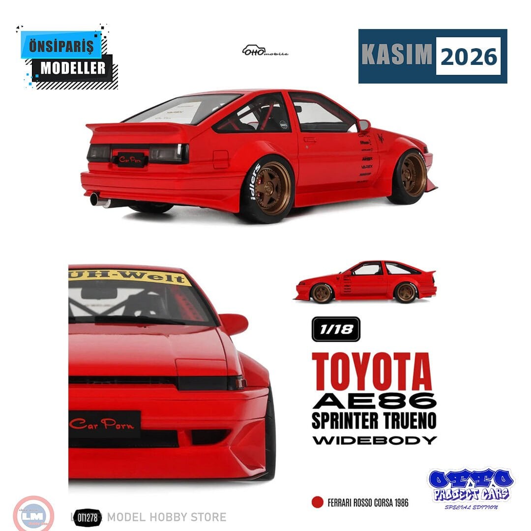 1:18 Otto 1968 Toyota AE86 Sprinter Trueno Widebody Ferrari Rosso Corsa
