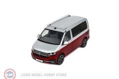 1:18 Otto 2021 Volkswagen T6 California Ocean Fortana Red Reflex Silver
