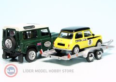 1:64 1983 Land Rover WITH TRAILER + MINI COOPER #8 RACE VERSION