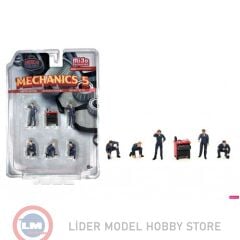 1:64 American Diorama Figure set Mechanics 5 Figurines with workshop wagon