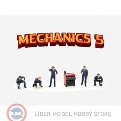 1:64 American Diorama Figure set Mechanics 5 Figurines with workshop wagon