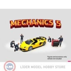 1:64 American Diorama Figure set Mechanics 5 Figurines with workshop wagon