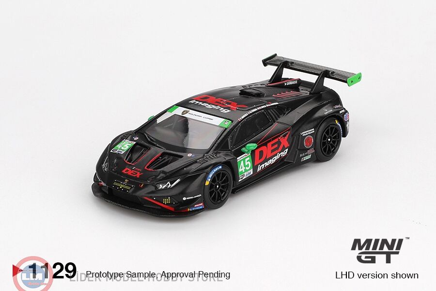 1:64 Mini GT Lamborghini Huracán GT3 EVO2 #45 No. 45 DEX Imaging  2024 IMSA Daytona 24 Hrs