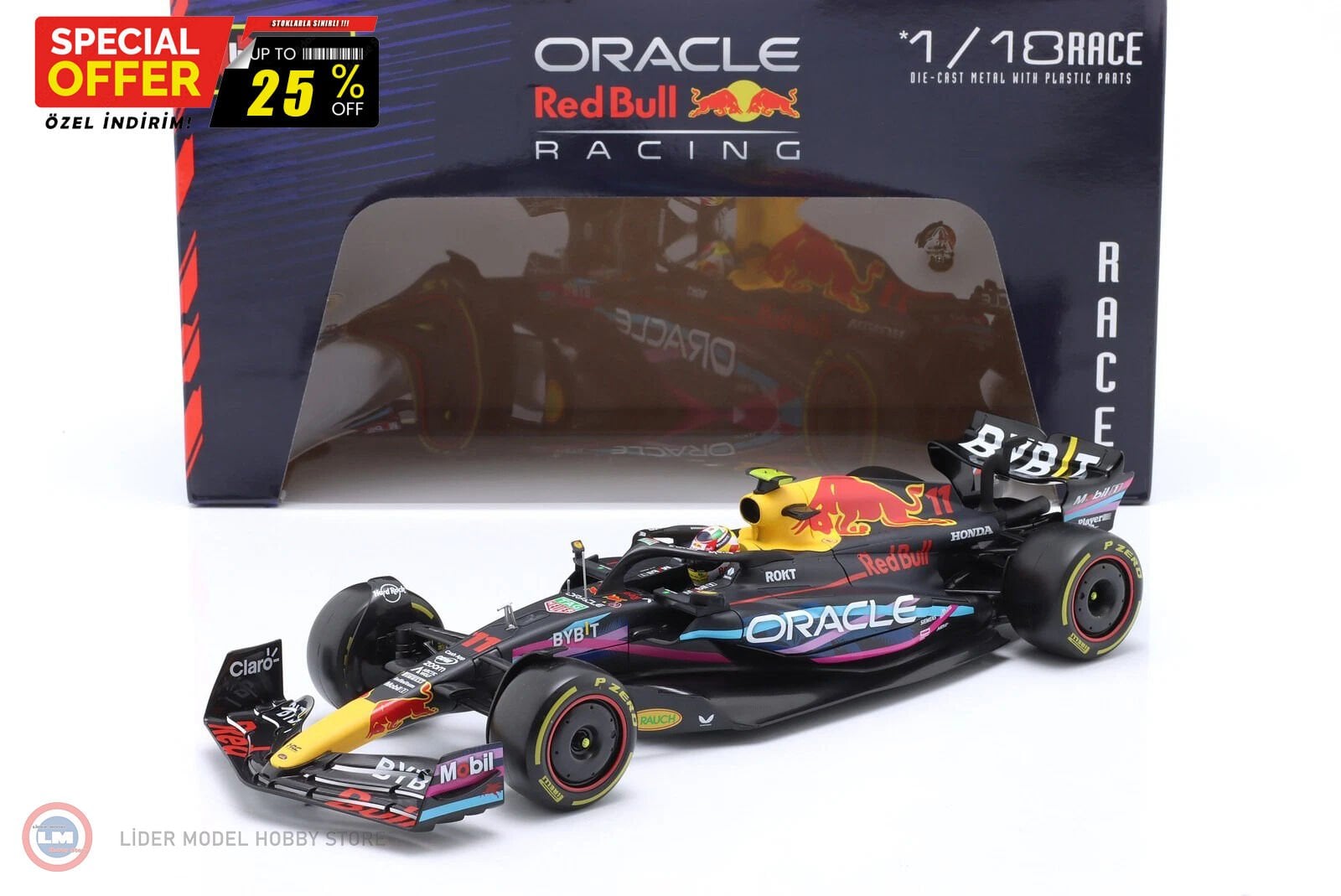 1:18 Burago RED BULL F1 RB19 TEAM ORACLE RED BULL RACING #11 2023 - 2nd MIAMI GP SERGIO PEREZ