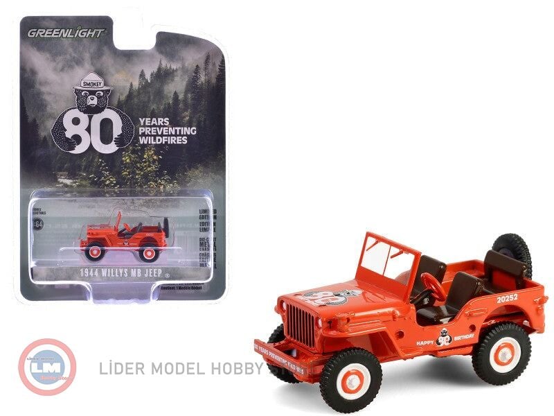 1:64 Greenlight 1944 Jeep Willys MB Smokey Bear 80th Anniversary
