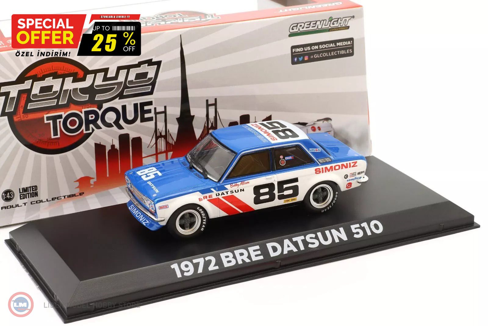 1:43 1972 Datsun 510 #85 Bobby Allison Brock Racing Enterprises (BRE)