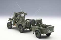 1:18 Jeep Willys Army Green with Trailer