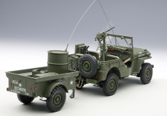 1:18 Jeep Willys Army Green with Trailer