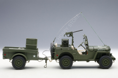 1:18 Jeep Willys Army Green with Trailer