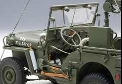 1:18 Jeep Willys Army Green with Trailer