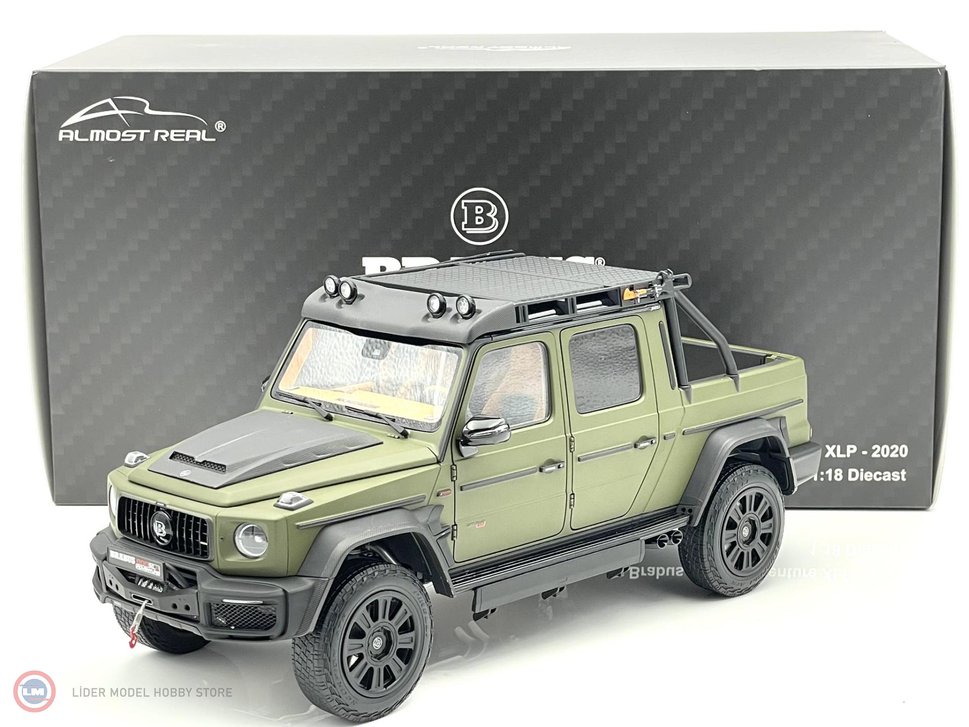 1:18 2020 Mercedes Benz Brabus G800 Adventure XLP Nato Olive Matt