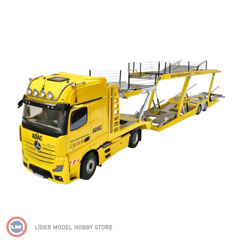 1:18 NZG 2019 Mercedes Benz Actros MP5 4x2 ve LOHR Araç Taşıyıcı Trailer Set Autotransporter ADAC