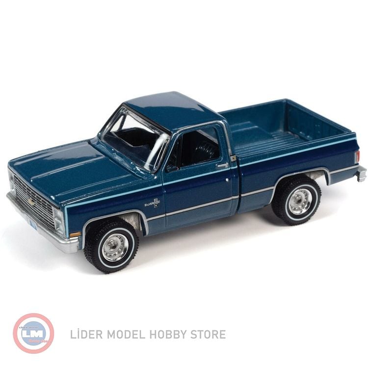 1:64 AutoWorld 1984 Chevrolet Silverado Light Blue Poly with Dark Blue Poly