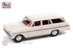 1:64 AutoWorld 1963 Chevy II Nova Station Wagon Ermine White